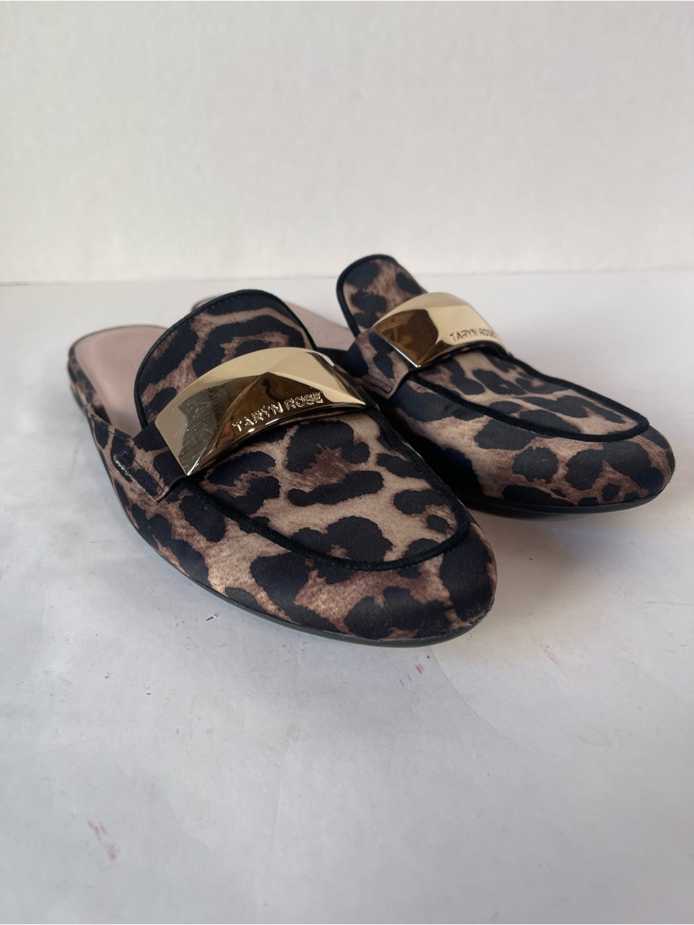 Taryn Rose Leopard-Print Slide Mules with Gold Accent Made in Italy 🇮🇹 Size 8.5 - Picture 2 of 14